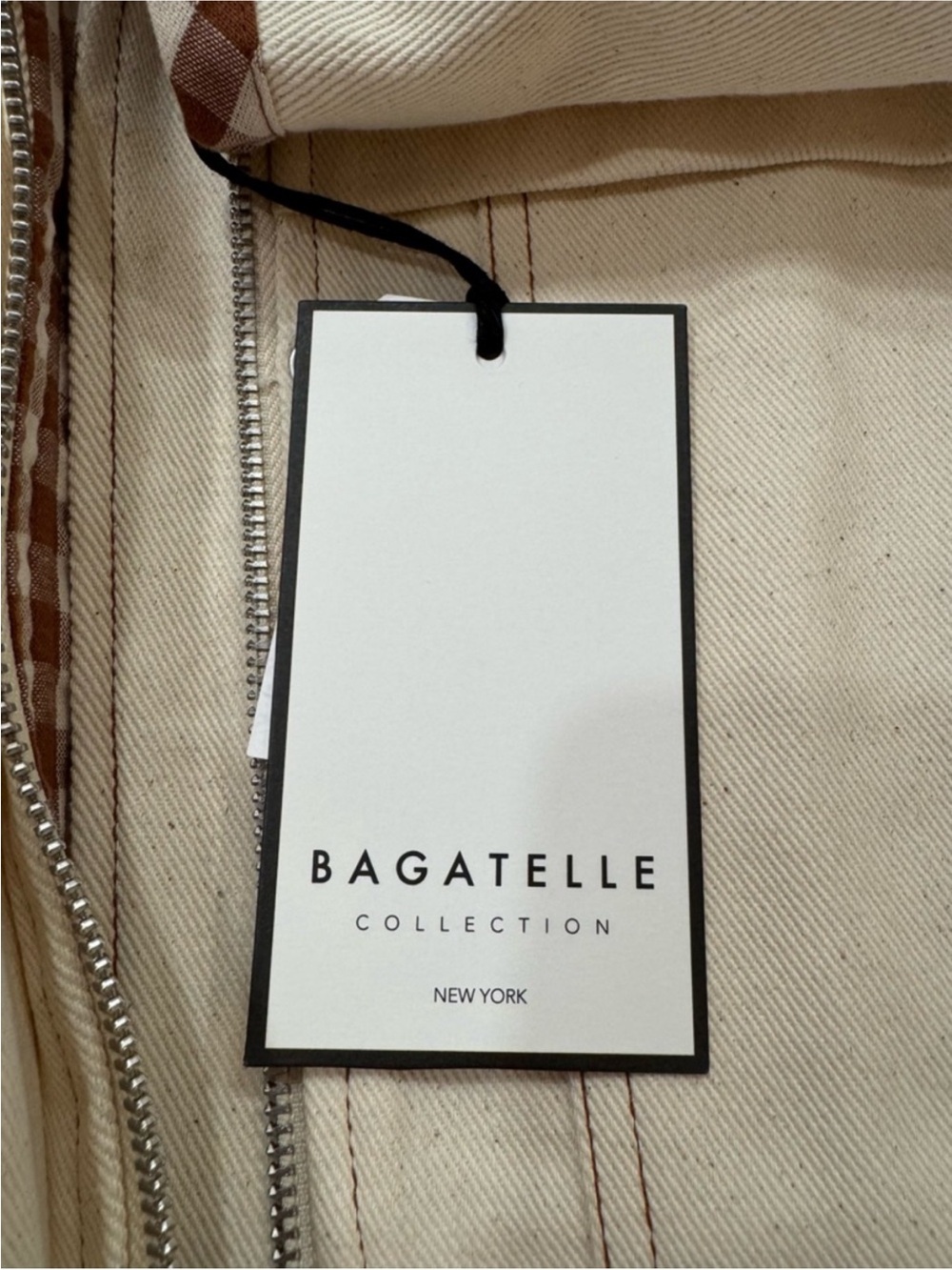 Bagatelle Cream Denim Farm Jacket with Gingham trim - Picture 9 of 11